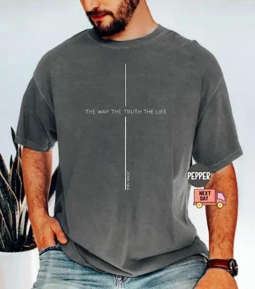 John 14:6 Christian Shirt, Jesus The Way Truth Life Faith Tee S