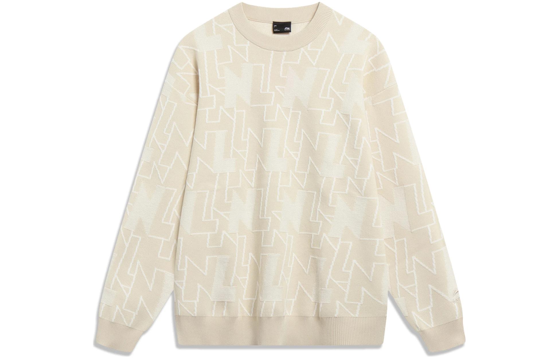 Li Ning Sports Trendy Collection Knitwear Men s Light Milk Umber AMBT015-1 XXL