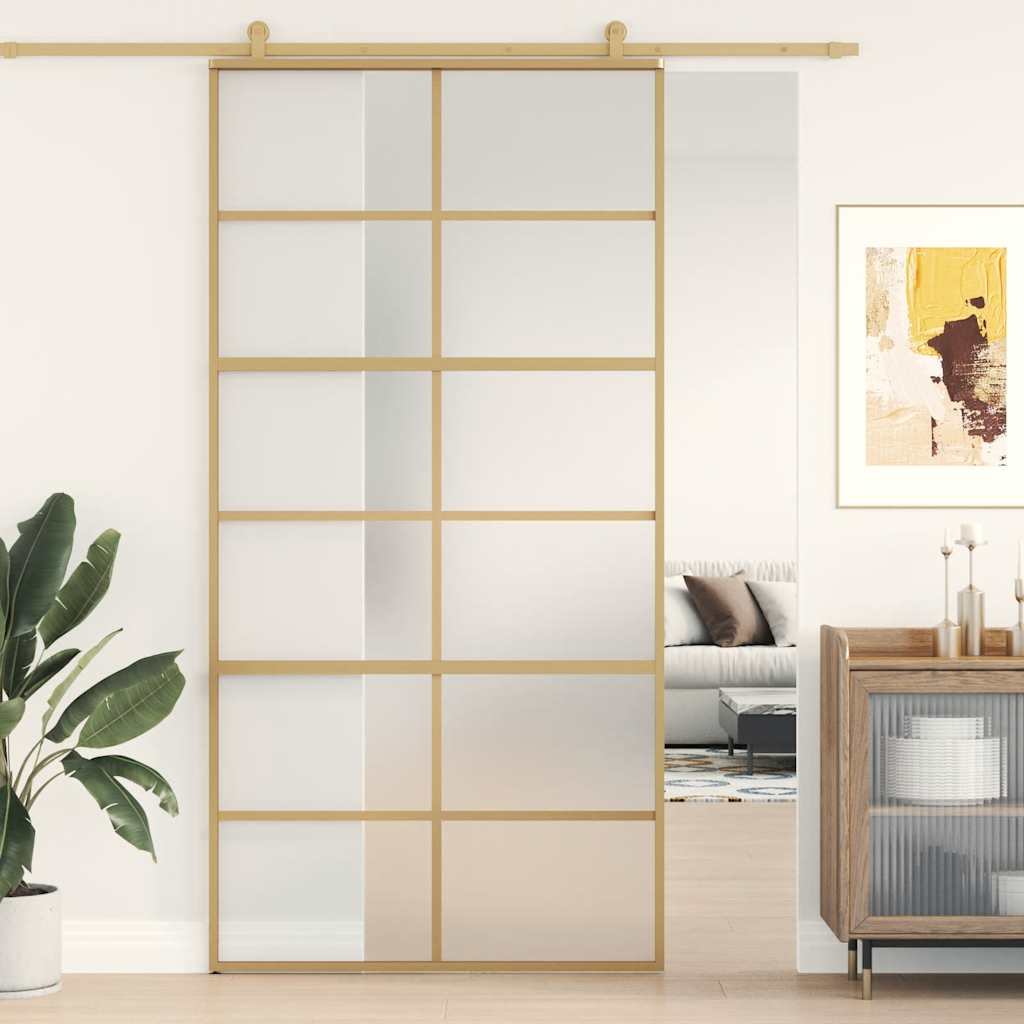 vidaXL Schiebetür Golden 102,5x205 cm Matt ESG-Glas und Aluminium gold