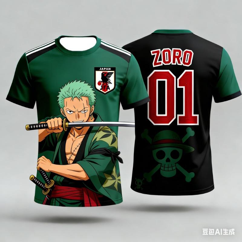 Japan One Piece Luffy Football Jersey Men T-shirt Football Special Jersey Adult Men's Quick-Drying T-shirt