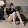 Sexy Pure Desire Over-the-Knee White Silk Cow Print Thigh-High Stockings for Women - Spring/Summer