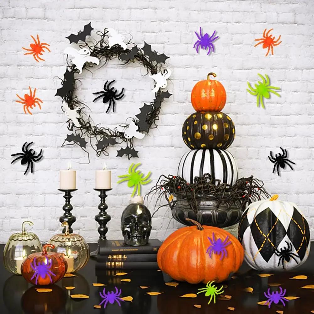 100Pcs Realistic Plastic Spiders - Fake Halloween Prank Props, Mini Creepy Crawlers For Decor & Photobooth Toys