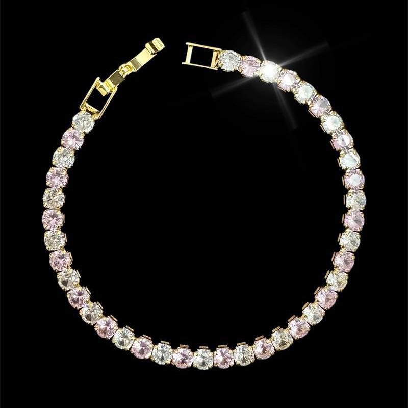 Gold-Plated Copper Bracelet with Cubic Zirconia Gemstone - Elegant & Versatile Design