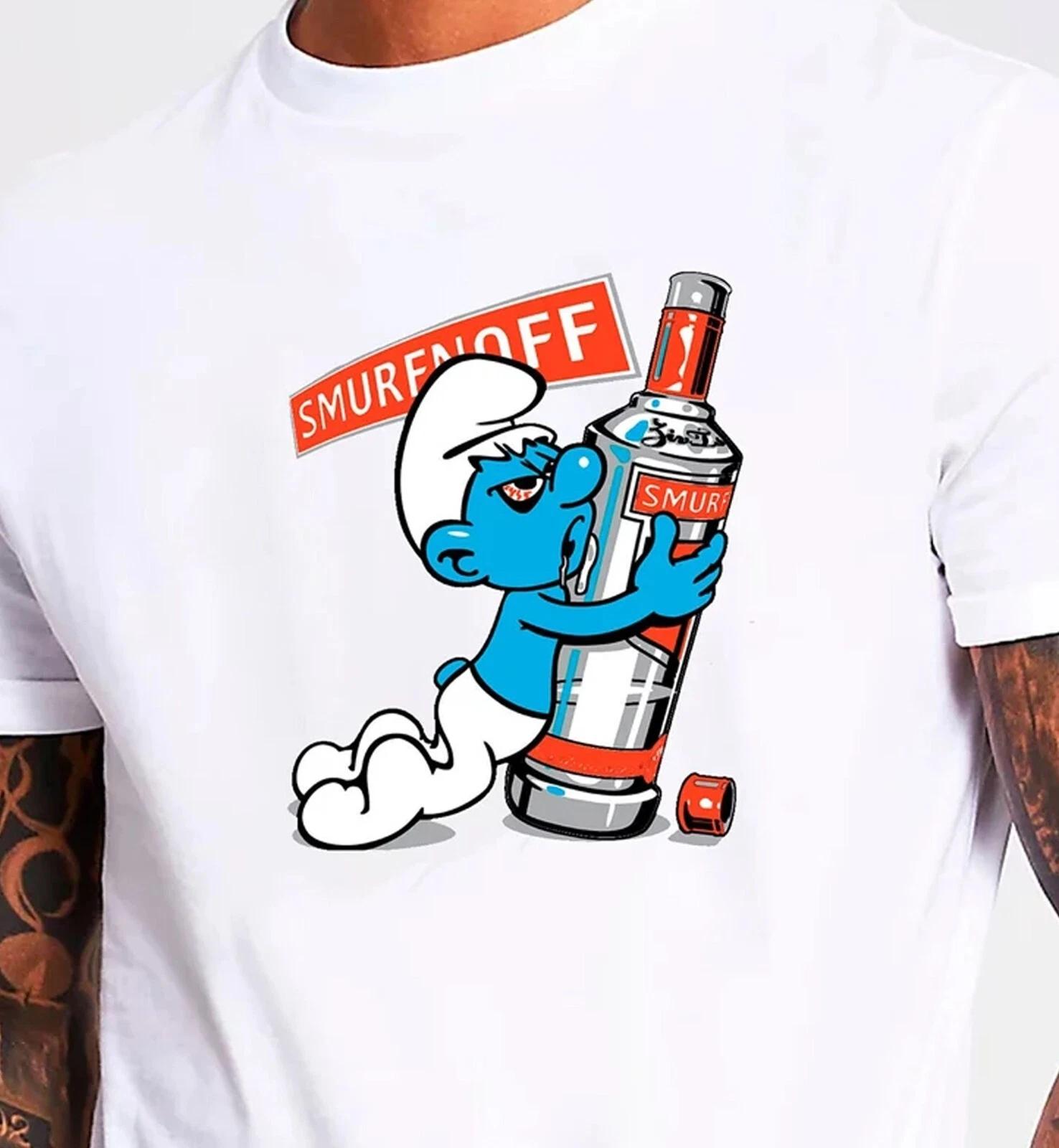 Smurfnoff T-Shirt Unisex Gildan Softstyle Tshirt Novelty Smurfs Smurf Drunk Tee 2XL