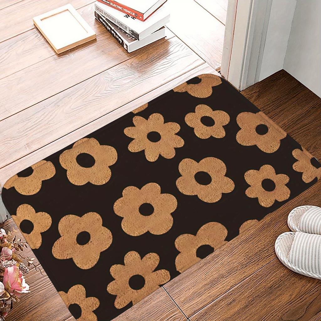 1PC Flowers Pattern Kitchen Rug Non-Slip Door Mat Pop Design Bathroom Rug Bath Mat Carpet for Home Sink Laundry Decoreeree