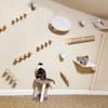 Wandmontiertes Möbelstück Katzen-Aktivitätszentrum Holz-Sisal-Kratzbaum Kletterer & Brücke mit Seiltreppen für Kätzchen und erwachsene Katzen