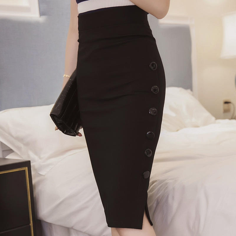 Women's Spring and Summer Split Slim Package Hip Skirt Solid Color Plus Size Commuter Half-body Skirt
