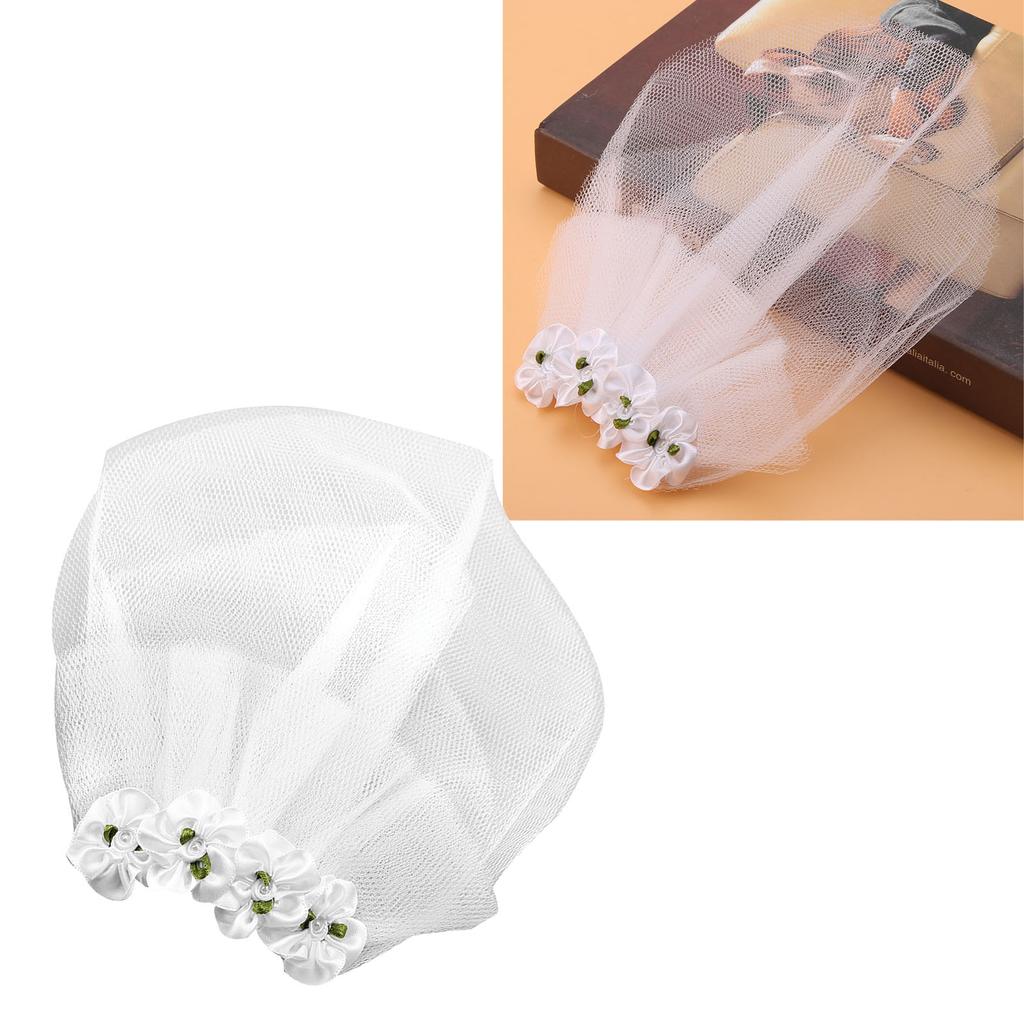 Pet Wedding Veil Dog Flower Headdress Veil Clip Pet Dog Accessory (S)