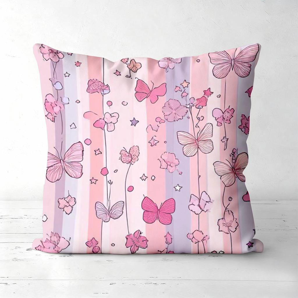 Pink Butterfly Heart Envelope Patterned Cushion Covers Polyester pillowcase, sofa decorative cushion cov Headboard Pillow
