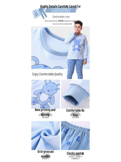 Kids' Pure Cotton Pajama Set: Warm Long-Sleeve Tops & Pants for Boys & Girls - Autumn & Winter