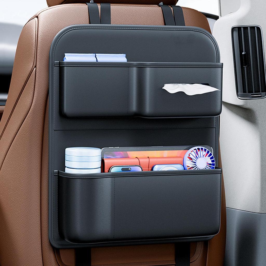 Backseat Car Organizer Multi-Pocket with Tissue Box Cup Holder Back of Seat Car Organizer Kick Mats for Truck SUV RV Sedan