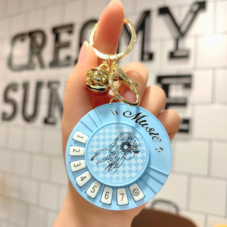 Mini Guitar Keychain with DJ Scratch Sound - Fun Musical Schoolbag Toy for Kids