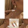 Trendy Geometric Natural Stone Earrings Colorful Stylish Shell Jewelry For Women