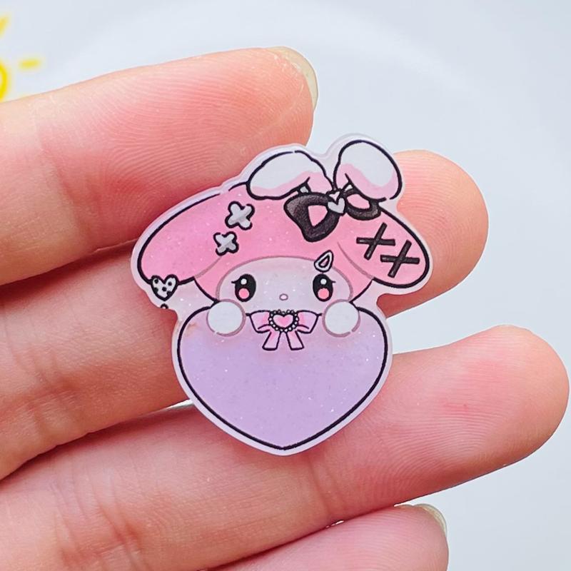 10 Pcs New Kawaii Cartoon Animal Rabbits, Puppies Series Acrylic Flat Diy Jewelry Children Gift Hairpin Accessories A89