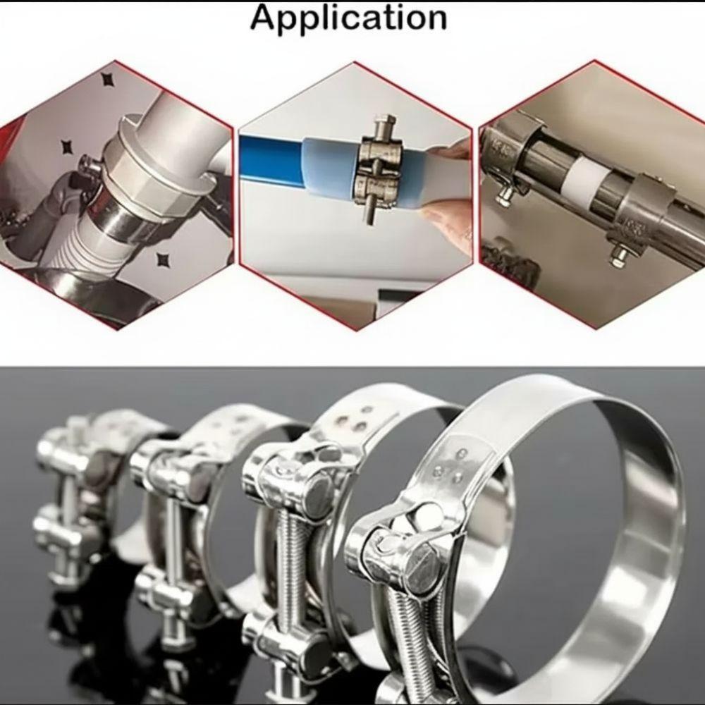 

New 304 Stainless Steel Hose Clamps T Bolt Powerful Tube Clamps Water Pipes Sealing 20-22mm