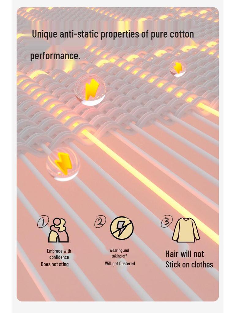 Women's 280g Extra Thick Pure Cotton Antibacterial Double-Brushed Round Neck Thermal Top