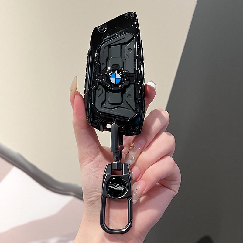BJYM4 Racing Style Metal Car Key Case Fob Cover for BMW X1 X3 X5 X6 X7 3 5 6 7 Series G20 G30 G11 F15 F16 G01 G02 F48 2016-2023
