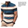 Men Striped Lapel Tee Casual Short Sleeve Golf Tee Shirt Business Collared T-Shirt Top for Sports Golf Travel Office Parties Daily Wear