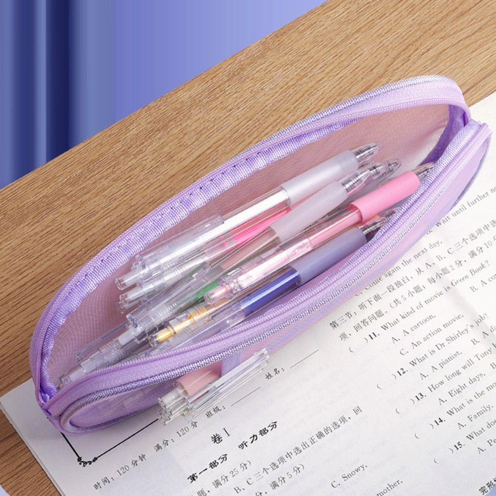 Double-layer Pen Bag Mesh Pen Pouch New Stationery Bag  Gift