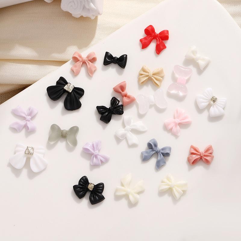 50Pcs Ribbon Resin Bow Nail Charm Parts 3D  Nail Art Decoration Accessories Supplies For Diy Korean Manicure Design