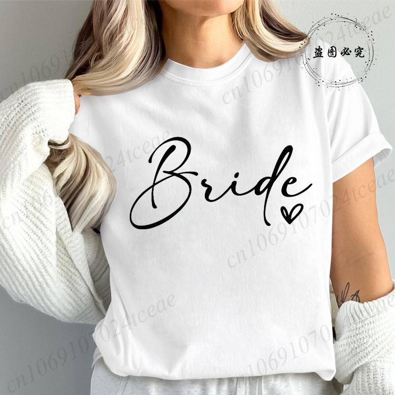 Bridesmaid Print T Shirt for Women Bachelorette Party Fashion Streetwear Tops Vintage Bride Team Tees Tshirt Gifts TT01