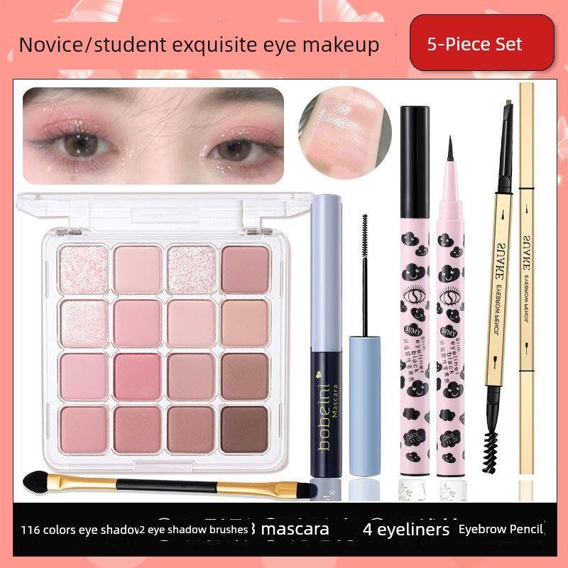 Eredeti Teljes Kozmetikai Készlet, Teljes Sminkkészlet, Nem Krémes, Mindennapi Használatra Alkalmas, Kezdőknek, Újoncoknak, Könnyű Smink Exquisite Eye Makeup 5-Piece Set