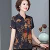 Silk Xiangyunsha Short-Sleeve Top for Middle-Aged Women
