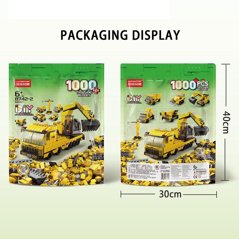 1000pcs 6 In 1 Engineering Crane Truck Building Blocks City Construction Bricks Bulldozer Car Set for Children Kids TOYS