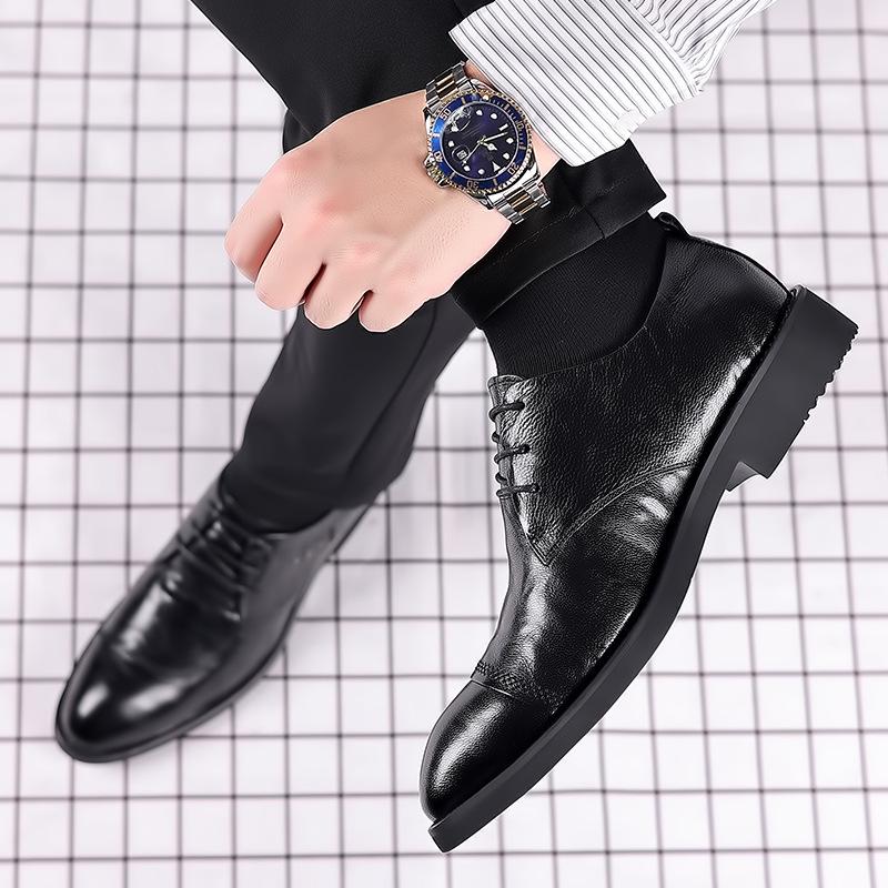 Herrenschuhe aus atmungsaktivem Leder im koreanischen Stil: Business, Casual, Formal, Hochzeit Weiche Sohlen