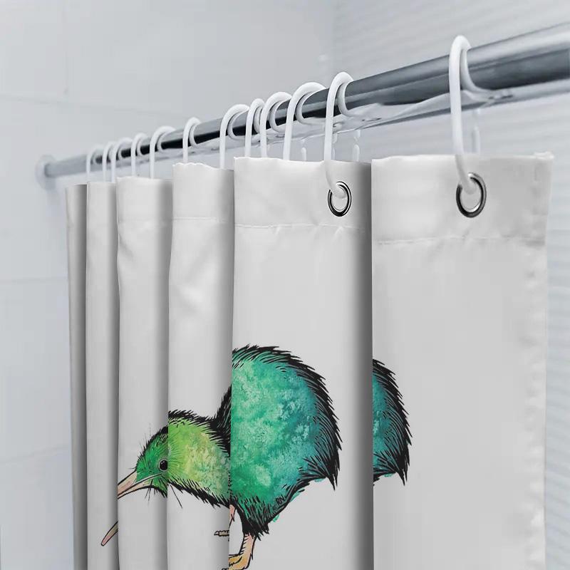 Natur Vogel Duschvorhang Wald Tierwelt Badezimmer Dekoration Tropische Tiere Wasserdicht Waschbar Heimdekor Vintage Muster Backdr