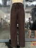 2026 Autumn/Winter Women's Solid Color Wide-Leg Pants: High Waist Drawstring with Elastic Waist for Casual Wear