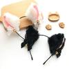 Sexy Cat Ears Headband For Women Girls Lace Bow Necklace Plush Bell Hairband Cosplay Masquerade-Party Costume Hair Accessories