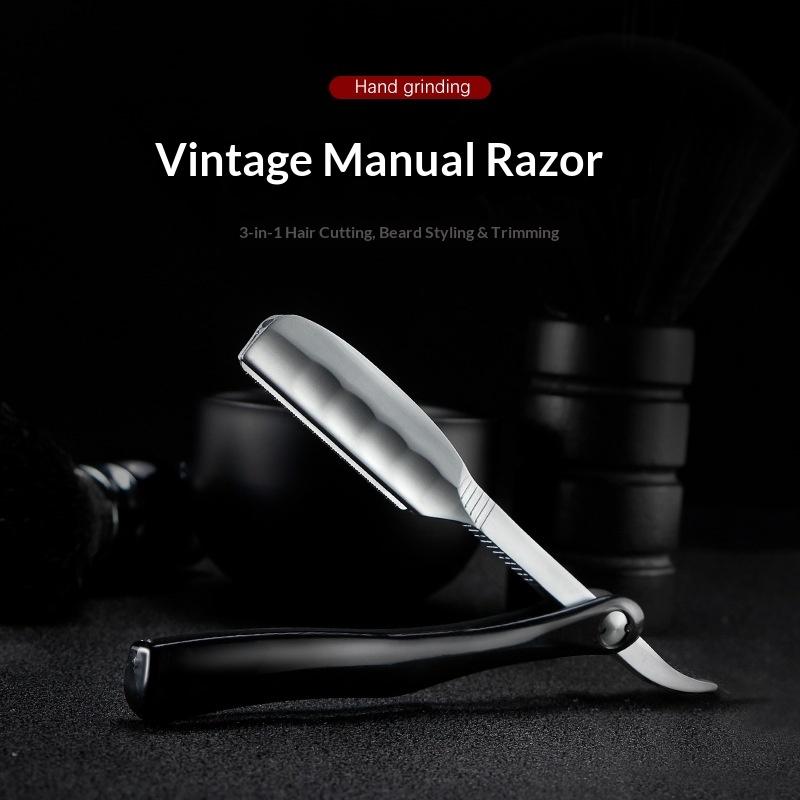 Porte-rasoir pliant manuel japonais en acier inoxydable pour rasage, couteau à sourcils pour lame plume, outil de coiffure