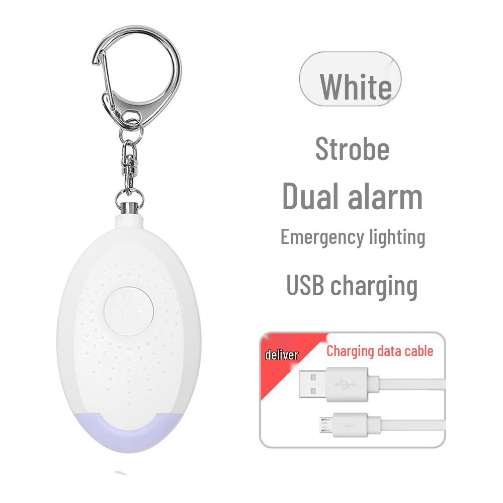 LED Rechargeable Personal Outdoor Alarm with Night Warning Light for Child Self-Defense