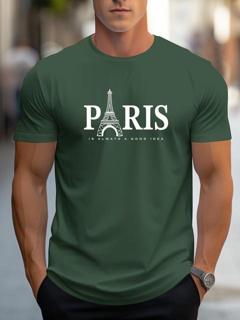 Tricou pentru bărbați de vară, mânecă scurtă, imprimeu cu model Paris, ocazional, cu gâtul O, pulover supradimensionat, îmbrăcăminte de stradă, îmbrăcăminte pentru bărbați, tricouri