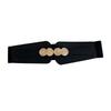 Black Trendy Chunky Waist Cincher Belt For Women With Alloy Buckle For Slimming Effect