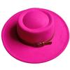 2026 Fedora Hat Winter Round Convex Flat Top Belt Accessories Rose Red Felt Jazz Hat for Men and Women Fedora Gorras