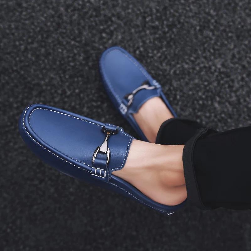 Mode Half Drag Retro Social Loafers Herren Freizeitschuhe Herren Flache Muller Schuhe Brogue Mode Club Komfort Slipper Sommer Herrenschuhe