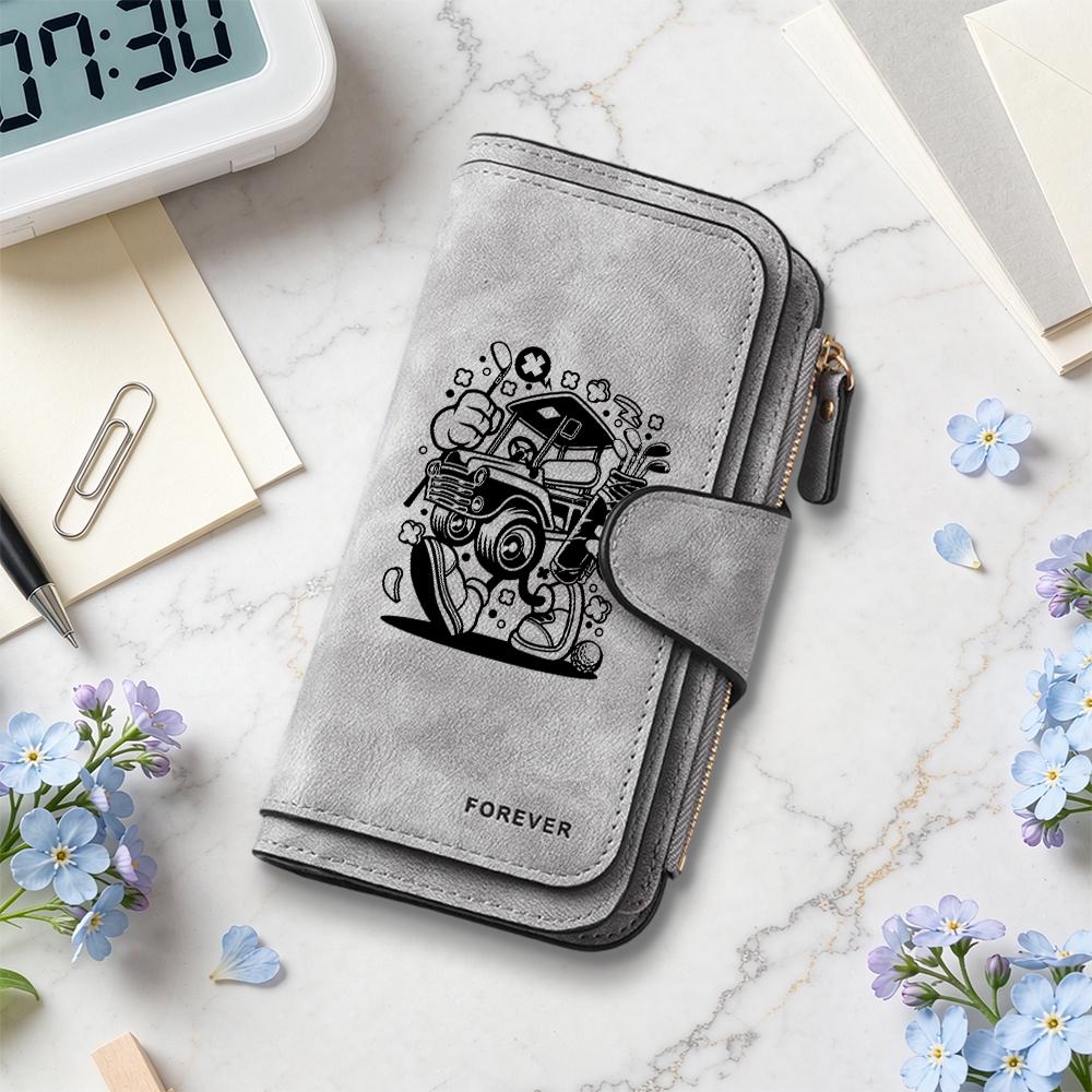 Cartoon Golf Car Printed Long Wallet Casual Portable Large Capacity Forever Style Multi Slots Purse