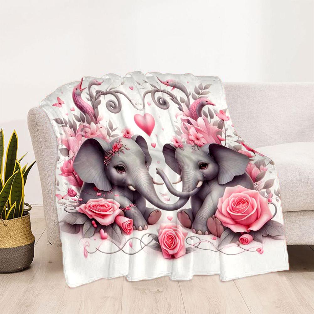 Colorful Elephant Garden Blanket Suitable for Offices, Travel, Living Rooms Also a Good Gift for Friends and Family Suitable for All Seasons.