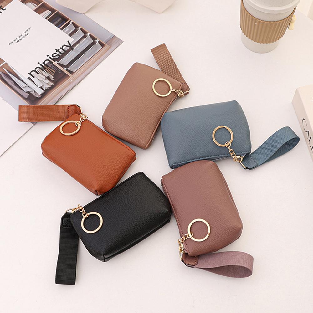New Multifunctional Wallet Zipper Solid Color Clutch Bags PU Leather Coin Bag