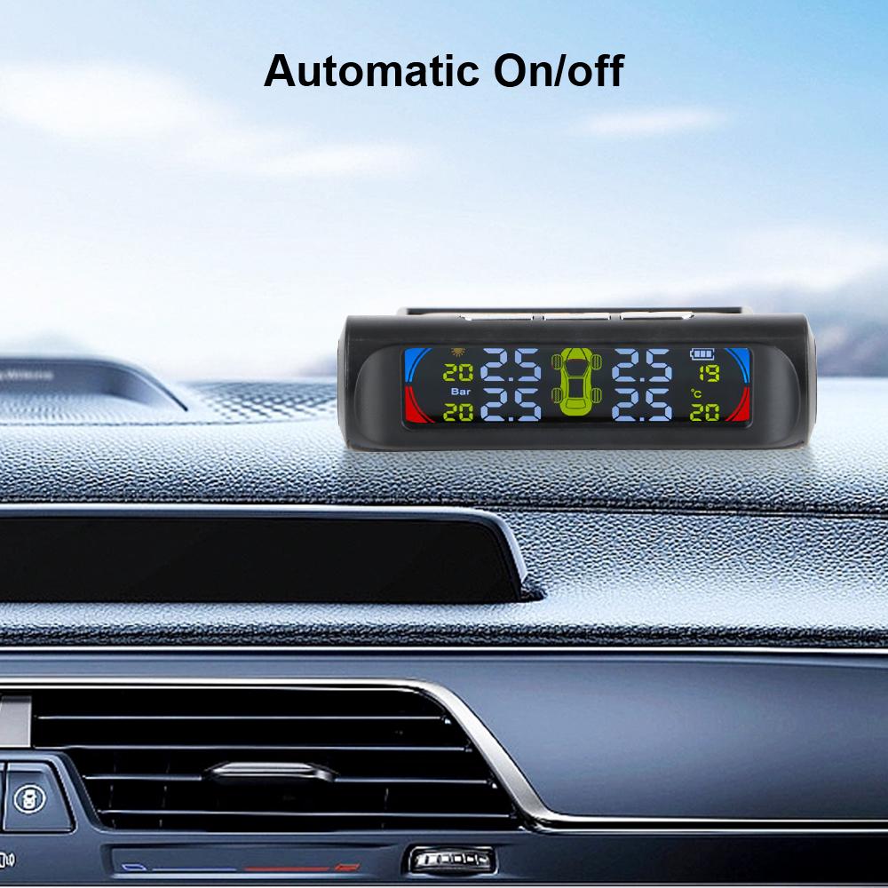 Reifendruckkontrollsystem Auto USB / Solar TPMS 0-6Bar Universeller Reifentemperaturmonitor Auto Sicherheitsalarmsysteme Autozubehör