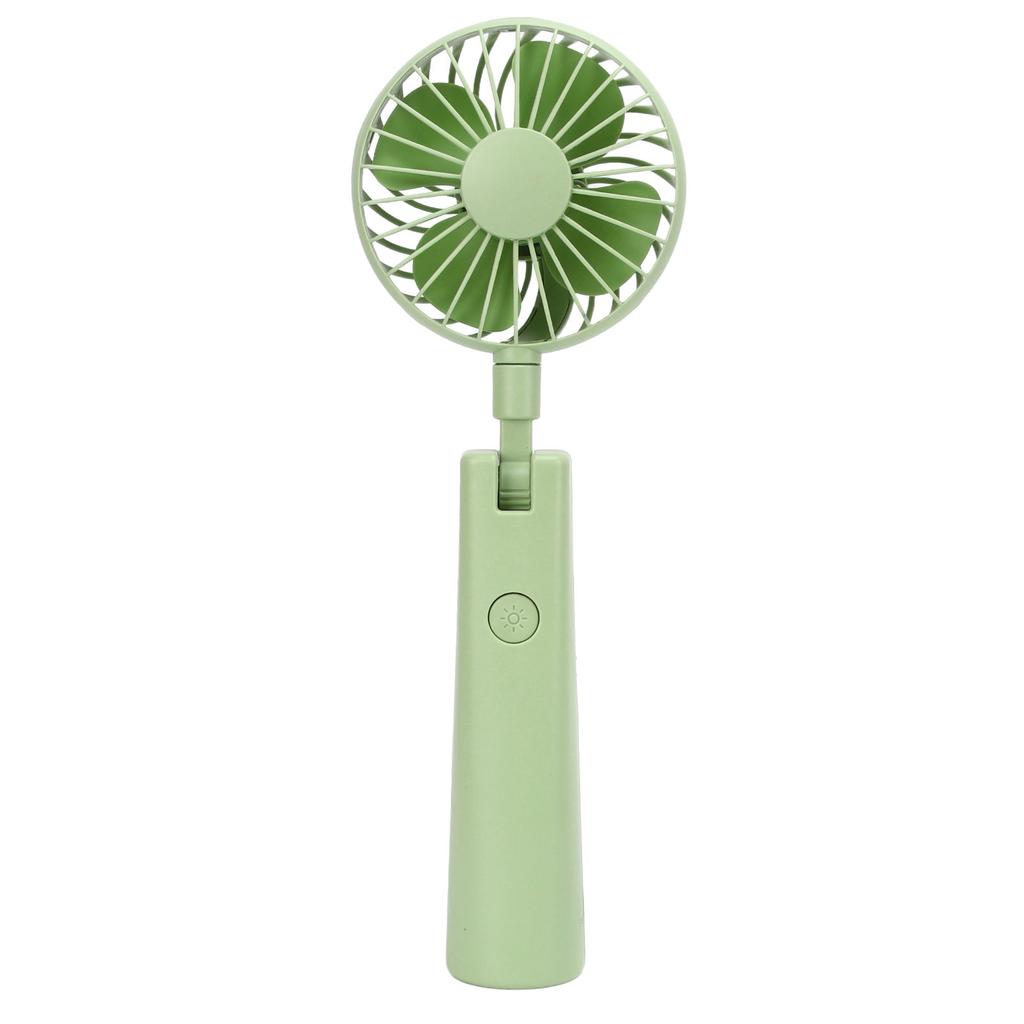 Portable Handheld Fan 3 Speed Wind Mini USB Rechargeable Fan with Cosmetic Mirror Phone Holder for Office Green