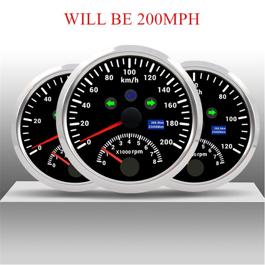 Car Truck Boat 85mm Digital Red Backlight GPS Speedometer w/Tachometer 0-200MPH