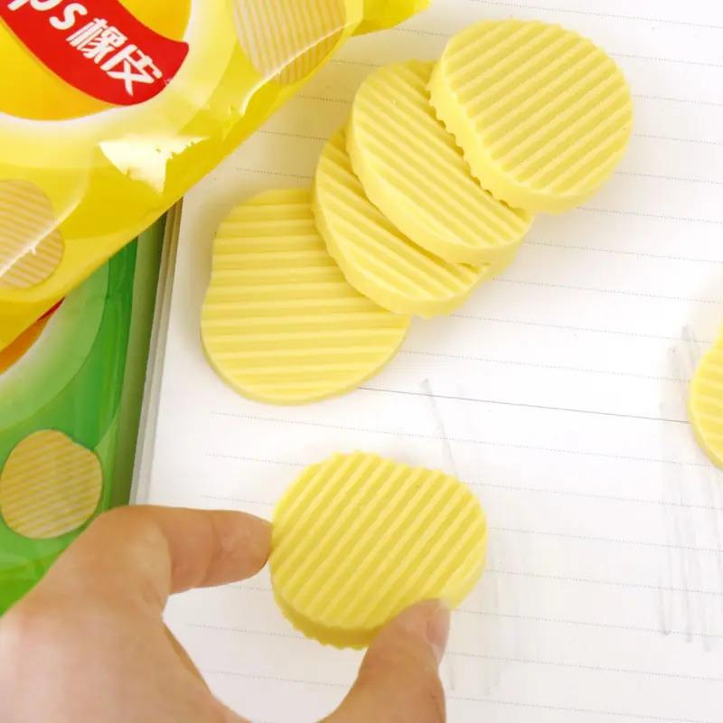 Interesting Exam Writing Correction Tool - 4 Pcs/Set Potato Chip-Shaped Eraser, Pencil Cleaning Eraser, School Stationery Gift