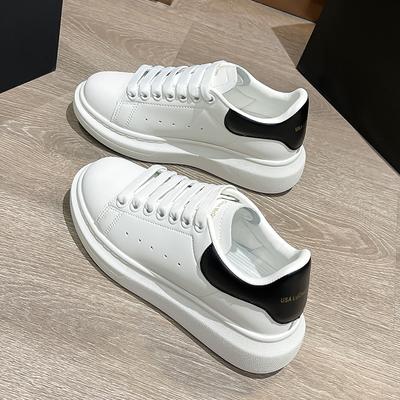 Summer Breathable Comfortable Lightweight High-Quality Low-Top Thick-Soled Couple Casual Sports Sneakers Black Leather Tail35-44