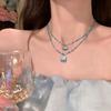 Unique Beach Style Beaded Necklace Blue Shell Pendant Detail Clavicle Chain Adjustable Length Neckchain