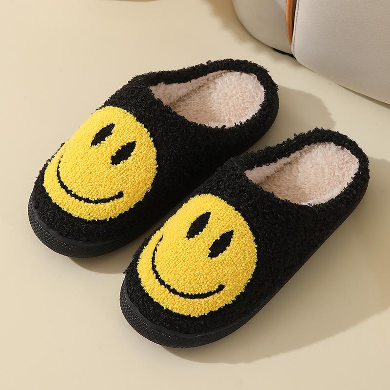 Cartoon smiley cotton slippers winter women's indoor home non-slip household autumn and winter warm slippers