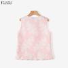 ZANZEA Women Casual V-Neck Summer Loose Sleeveless Print Vest Tops