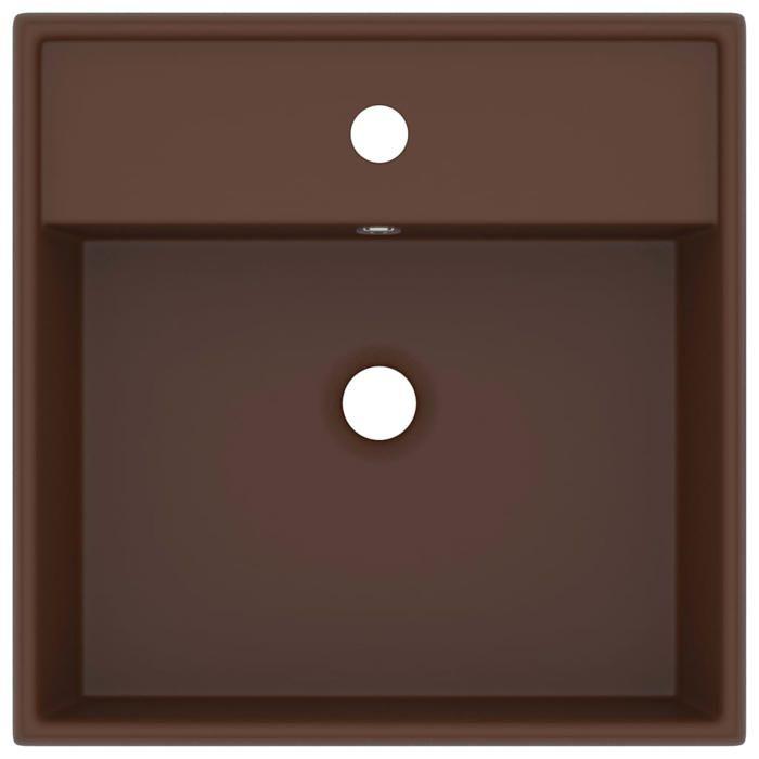 VidaXL Lavabo Carré de Luxe à Trop-plein Vasque à Poser de Toilette Lave-mains de Salle de Bain Salle Cosmétique Marron 146951